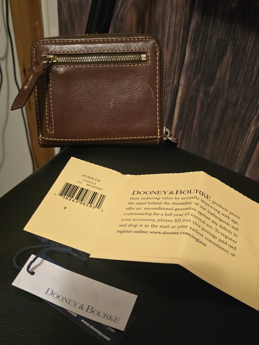 Dooney & Bourke Brown Leather Zip Wallet